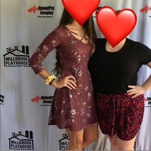 👌3/$12👌 Cross Front Floral Maroon Dress